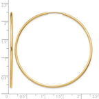 14k 1.5x51mm Polished Round Endless Tube Hoop Earrings