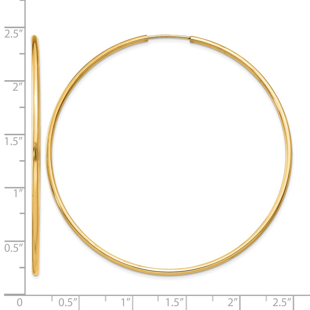 14k 1.5x55mm Polished Round Endless Tube Hoop Earrings