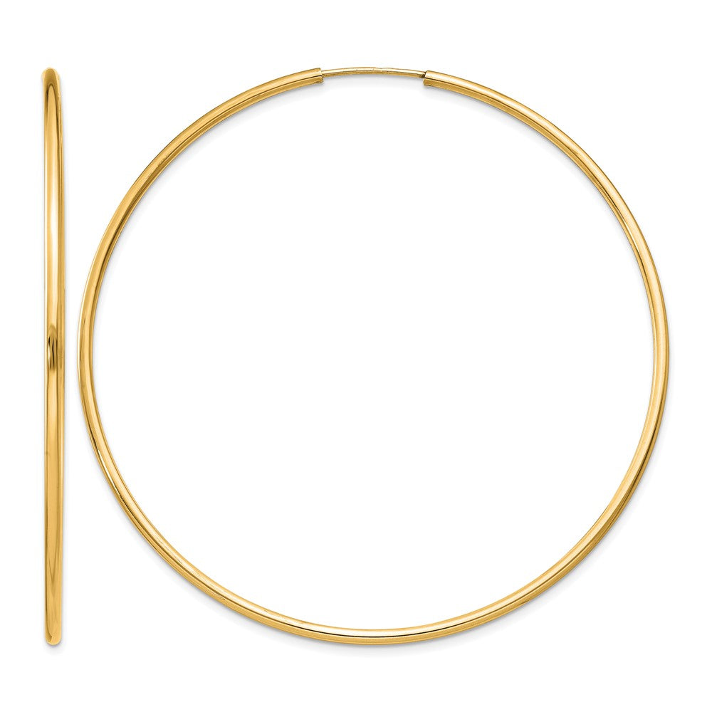 14k 1.5x55mm Polished Round Endless Tube Hoop Earrings