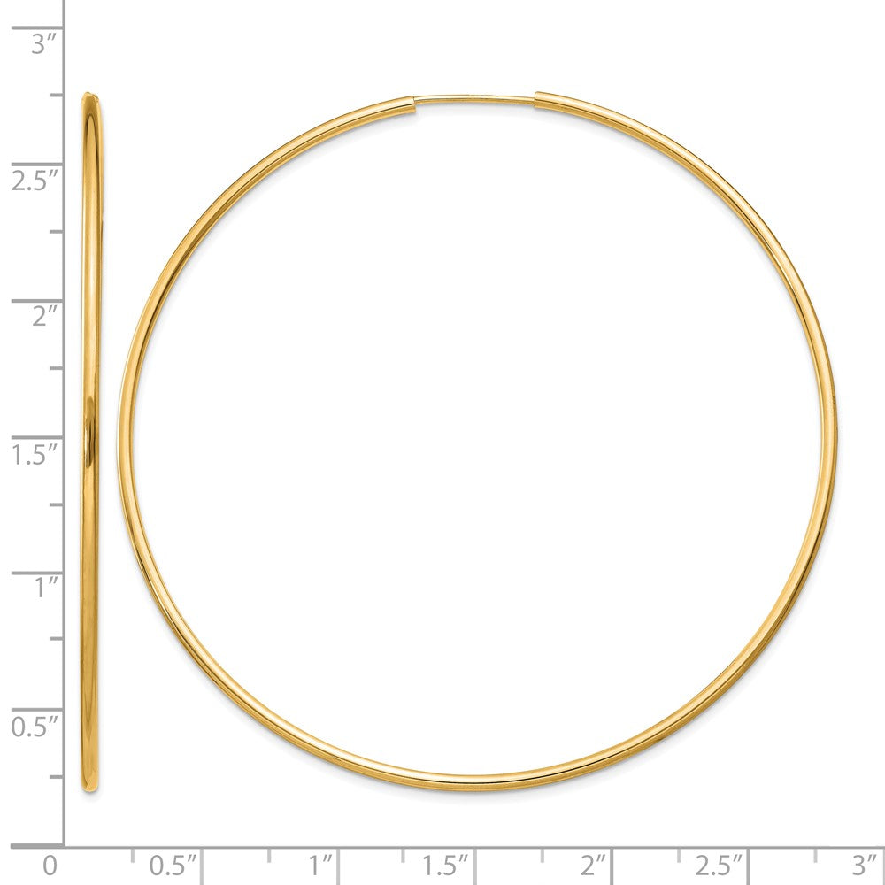 14k 1.5x64mm Polished Round Endless Tube Hoop Earrings