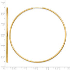 14k 1.5x64mm Polished Round Endless Tube Hoop Earrings