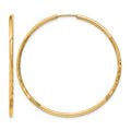 14k 1.5x40mm Satin Diamond-cut Endless Tube Hoop Earrings