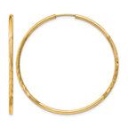 14k 1.5x40mm Satin Diamond-cut Endless Tube Hoop Earrings