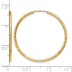14k 1.5x30mm Satin Diamond-cut Endless Tube Hoop Earrings