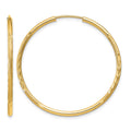 14k 1.5x30mm Satin Diamond-cut Endless Tube Hoop Earrings