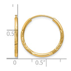 14k 1.5x17mm Satin Diamond-cut Endless Tube Hoop Earrings