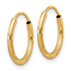 14k 1.5x12mm Satin Diamond-cut Endless Tube Hoop Earrings