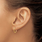 14k 1.5x12mm Satin Diamond-cut Endless Tube Hoop Earrings
