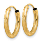 14k 2x14mm Satin Diamond-cut Endless Tube Hoop Earrings