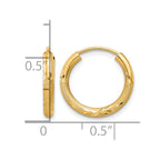 14k 2x14mm Satin Diamond-cut Endless Tube Hoop Earrings
