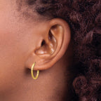 14k 2x18mm Satin Diamond-cut Endless Tube Hoop Earrings