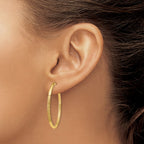 14k 2x30mm Satin Diamond-cut Endless Tube Hoop Earrings