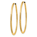 14k 2x40mm Satin Diamond-cut Endless Tube Hoop Earrings