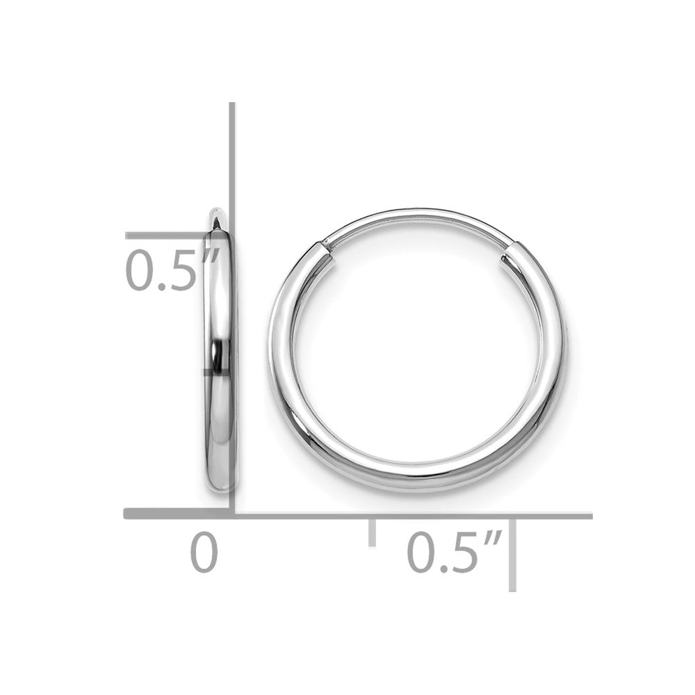 14k White Gold 1.5x15mm Polished Endless Tube Hoop Earrings
