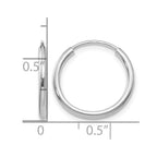 14k White Gold 1.5x16mm Polished Endless Tube Hoop Earrings
