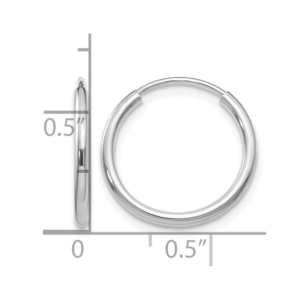 14k White Gold 1.5x16mm Polished Endless Tube Hoop Earrings