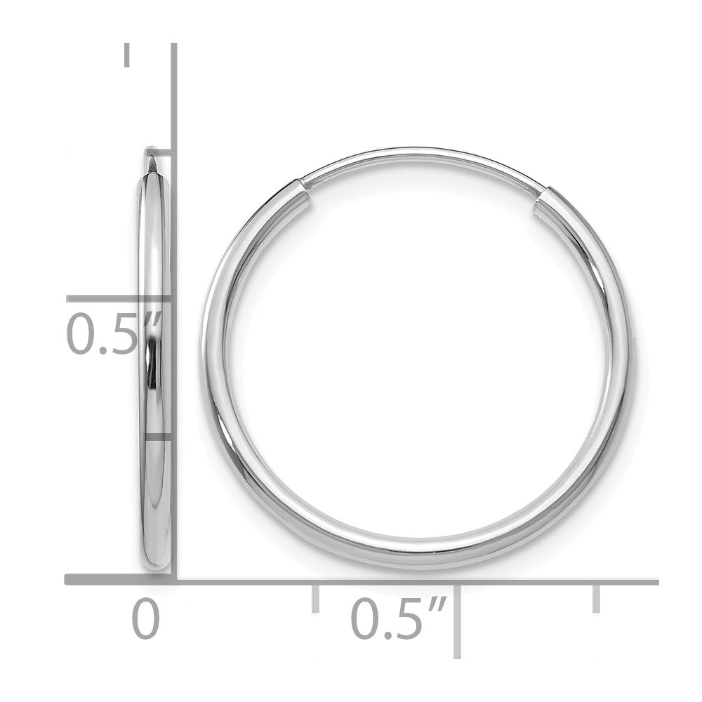 14k White Gold 1.5x17mm Polished Endless Tube Hoop Earrings