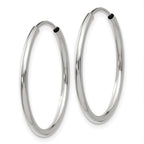 14k White Gold 1.5x23mm Polished Endless Tube Hoop Earrings