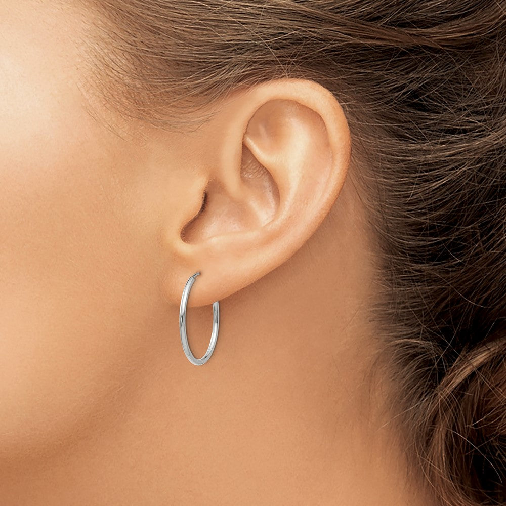 14k White Gold 1.5x23mm Polished Endless Tube Hoop Earrings