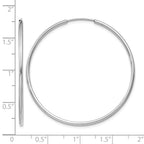 14k White Gold 1.5x40mm Polished Endless Tube Hoop Earrings