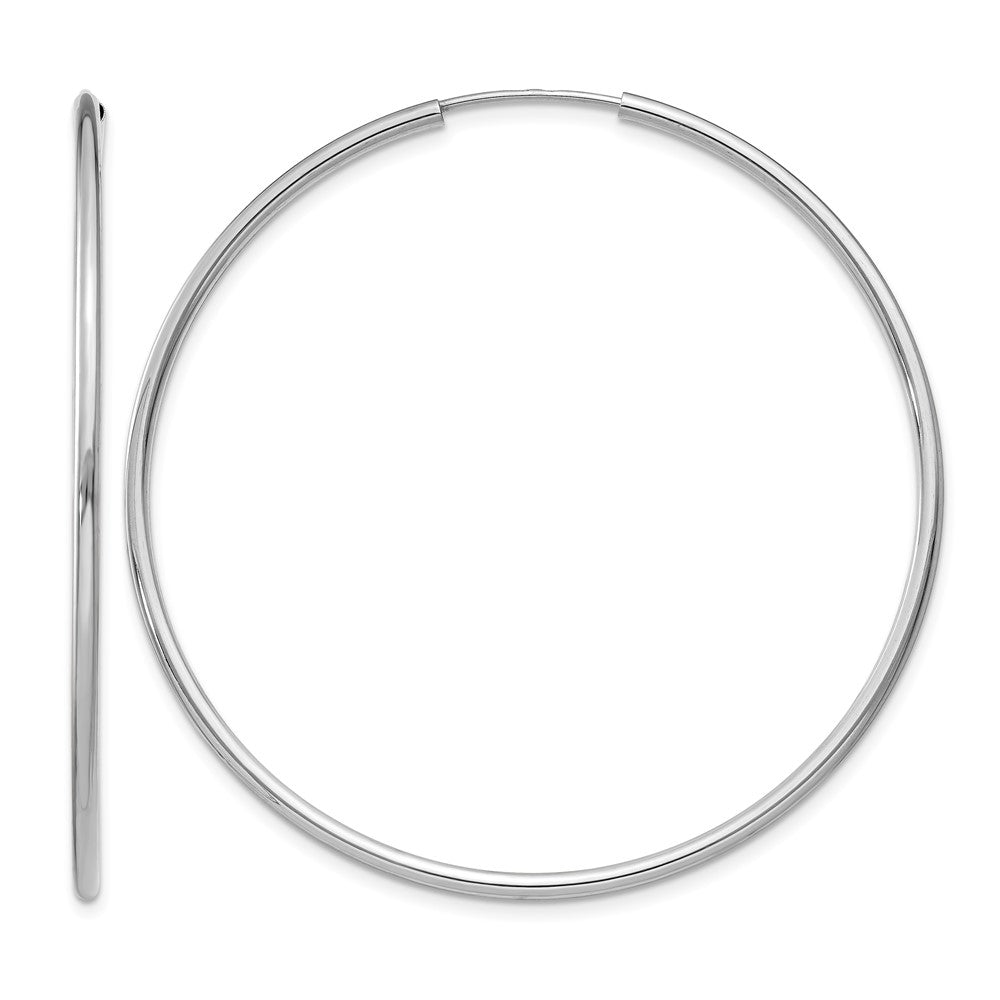 14k White Gold 1.5x45mm Polished Endless Tube Hoop Earrings