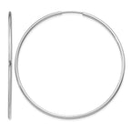 14k White Gold 1.5x51mm Polished Endless Tube Hoop Earrings