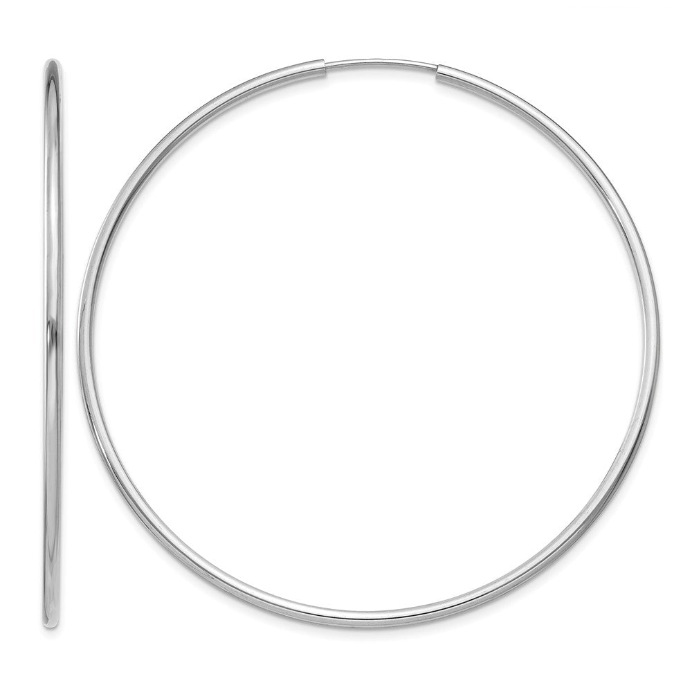 14k White Gold 1.5x51mm Polished Endless Tube Hoop Earrings