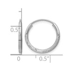 14k White Gold 1.5x14mm Satin Diamond-cut Endless Tube Hoop Earrings