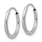 14k White Gold 1.5x12mm Satin Diamond-cut Endless Tube Hoop Earrings