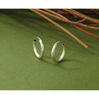 14k White Gold 2x12mm Satin Diamond-cut Endless Tube Hoop Earrings
