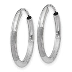 14k White Gold 2x18mm Satin Diamond-cut Endless Tube Hoop Earrings