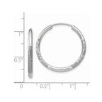 14k White Gold 2x20mm Satin Diamond-cut Endless Tube Hoop Earrings