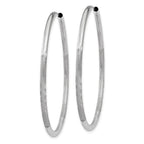 14k White Gold 2x40mm Satin Diamond-cut Endless Tube Hoop Earrings