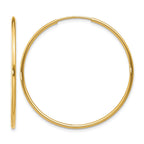 14k 1.2x34mm Polished Endless Tube Hoop Earrings