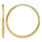 14k 1.2x25mm Polished Endless Tube Hoop Earrings
