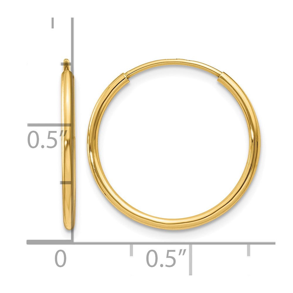 14k 1.2x20mm Polished Endless Tube Hoop Earrings