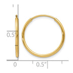 14k 1.2x20mm Polished Endless Tube Hoop Earrings