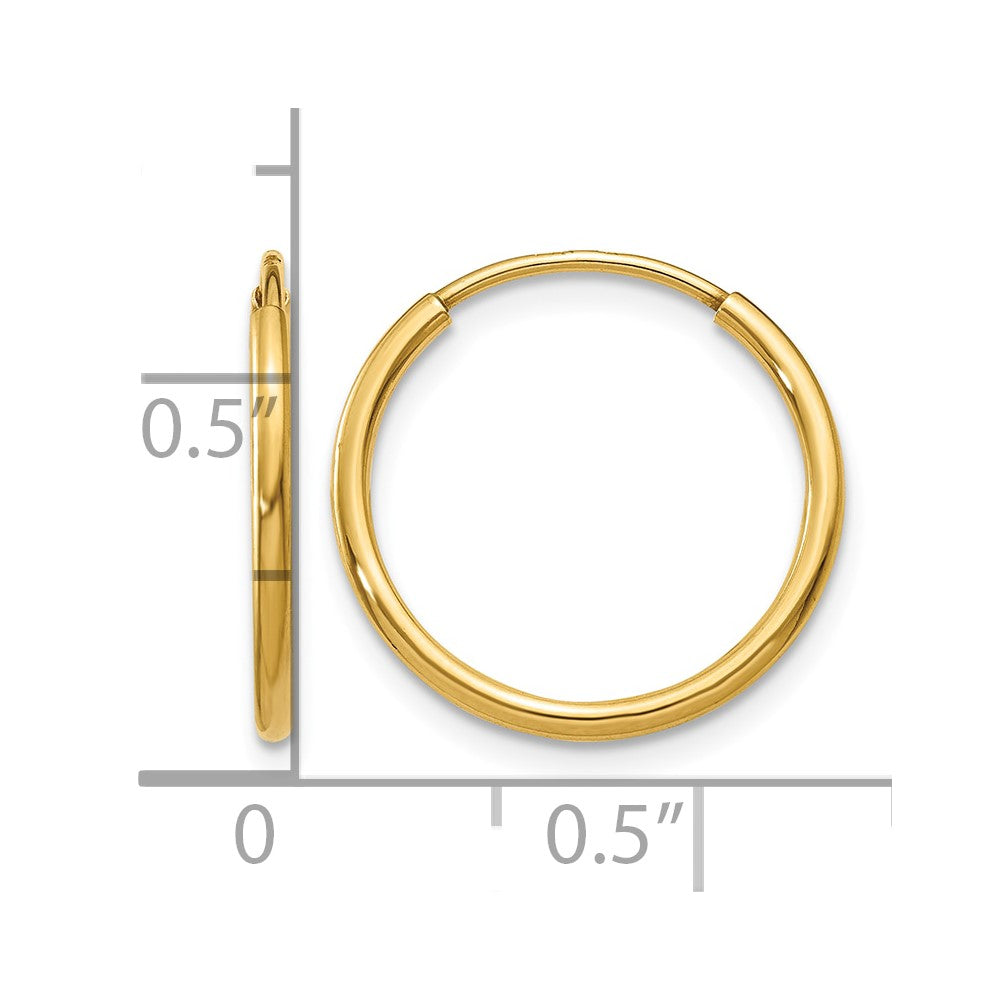 14k 1.2x16mm Polished Endless Tube Hoop Earrings