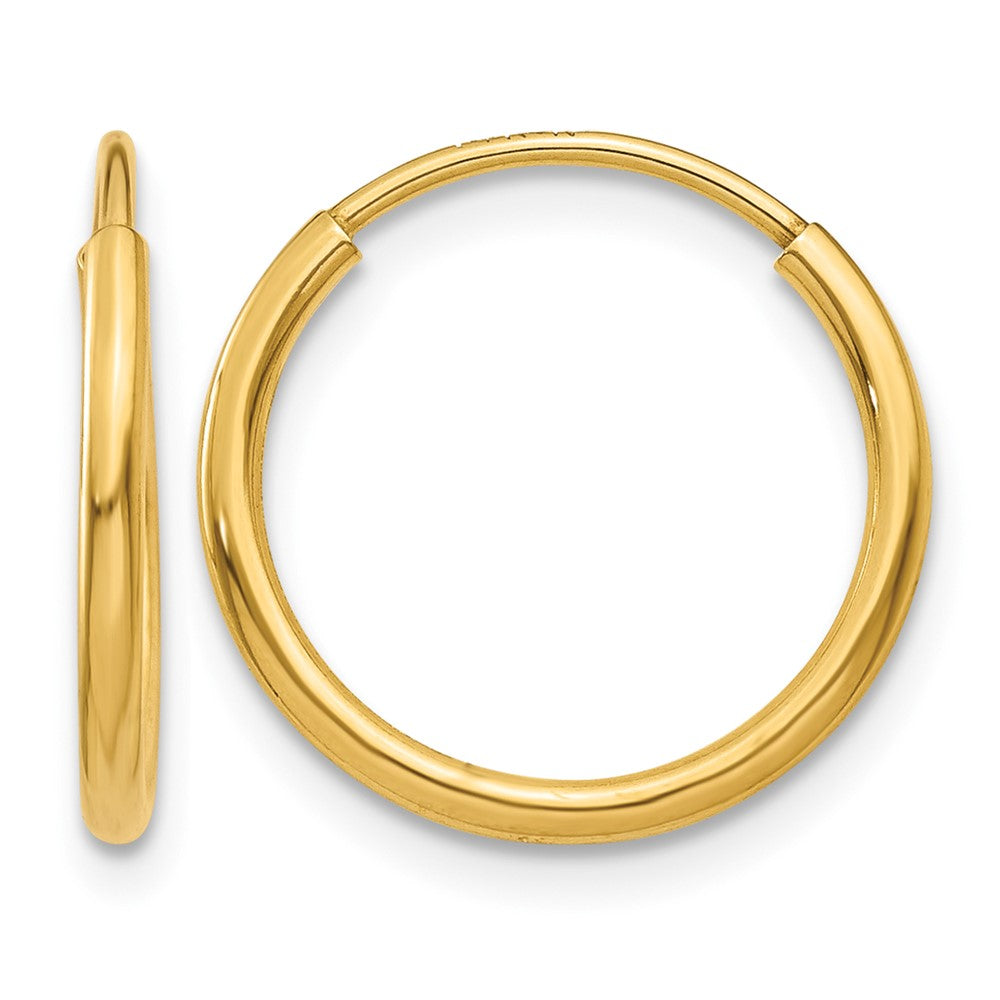 14k 1.2x14mm Polished Endless Tube Hoop Earrings
