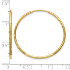 14k 1.2x25mm Satin Diamond-cut Endless Tube Hoop Earrings