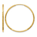 14k 1.2x25mm Satin Diamond-cut Endless Tube Hoop Earrings