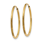 14k 1.2x20mm Satin Diamond-cut Endless Tube Hoop Earrings