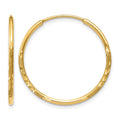 14k 1.2x20mm Satin Diamond-cut Endless Tube Hoop Earrings