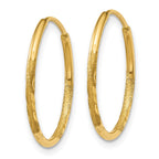 14k 1.2x17mm Satin Diamond-cut Endless Tube Hoop Earrings