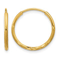 14k 1.2x15mm Satin Diamond-cut Endless Tube Hoop Earrings