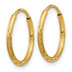 14k 1.2x12mm Satin Diamond-cut Endless Tube Hoop Earrings