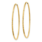 14k 1.2x40mm Satin Diamond-cut Endless Tube Hoop Earrings