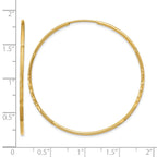14k 1.2x40mm Satin Diamond-cut Endless Tube Hoop Earrings