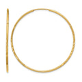 14k 1.2x40mm Satin Diamond-cut Endless Tube Hoop Earrings