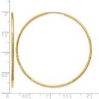 14k 1.2x45mm Satin Diamond-cut Endless Tube Hoop Earrings